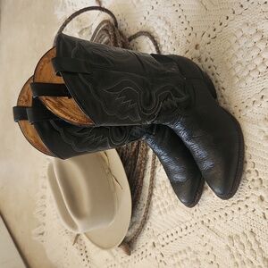 Tony Lama Black Western Cowboy Boots Size Men's 8.5